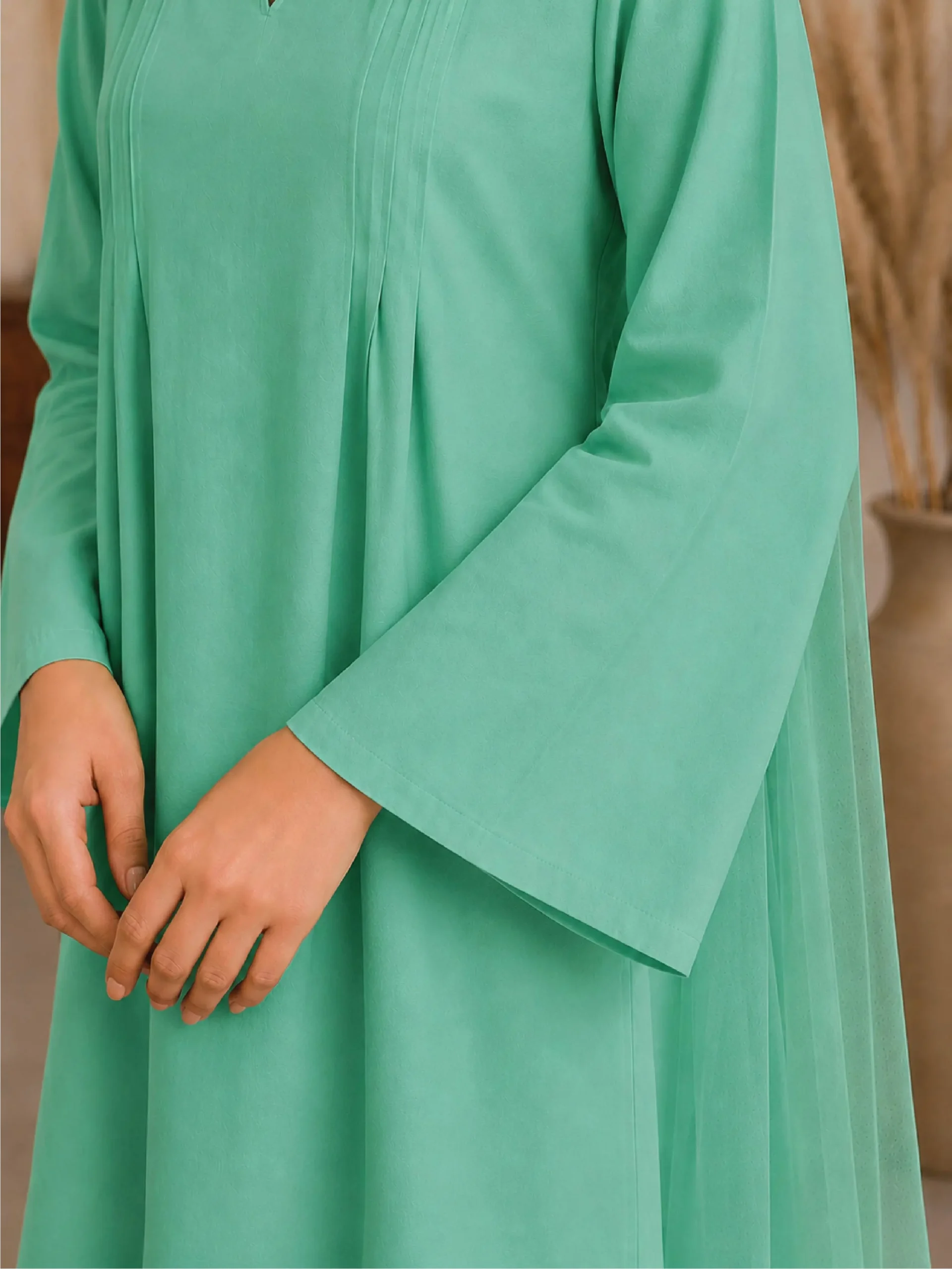 Mint Serenity Nursing Dress sleeves closeup