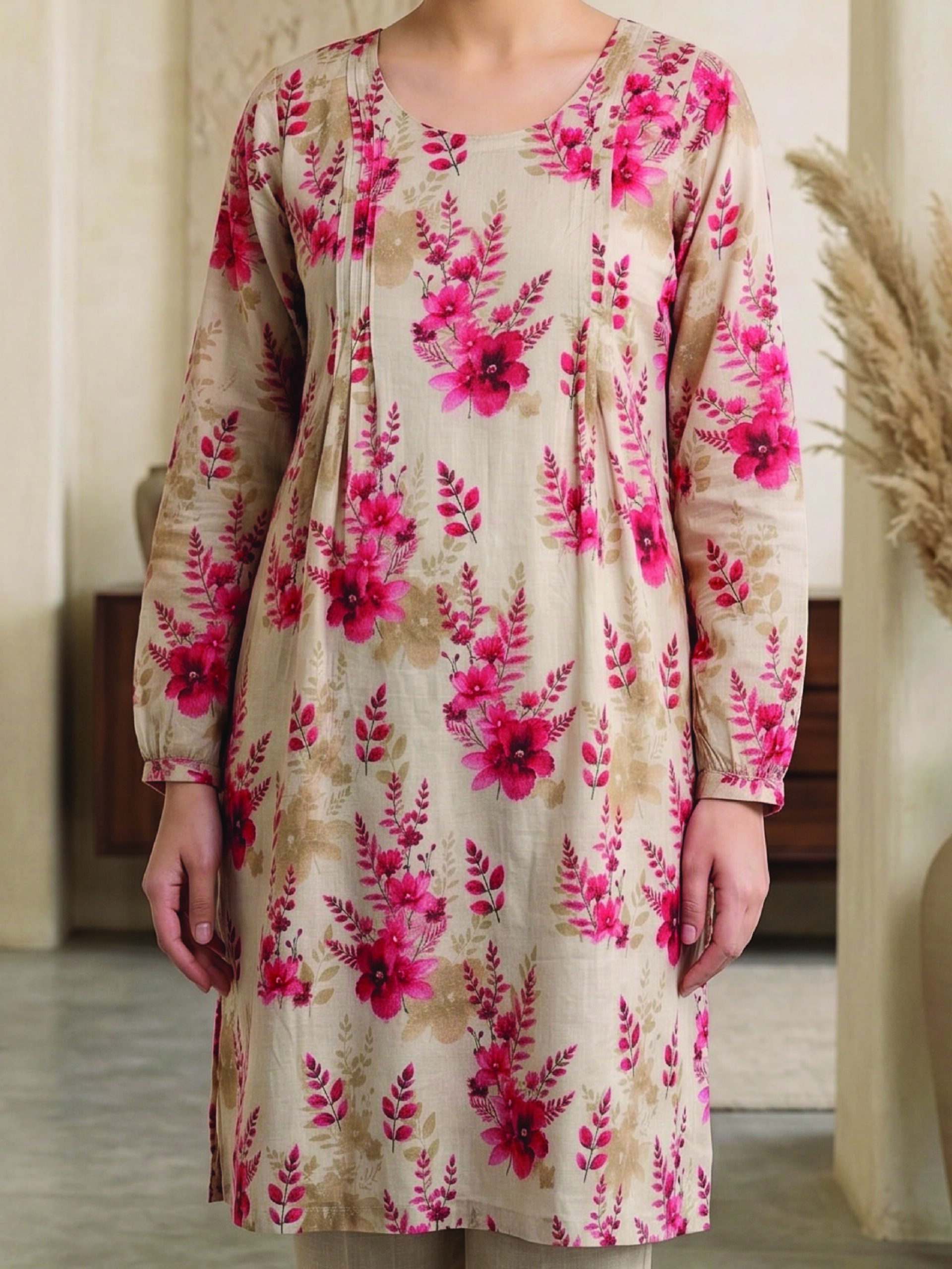 Rosy Meadow Nursing & Maternity Shirt front closeup