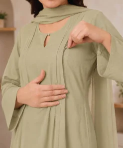 Sage Green Nursing Dress hidden zipper
