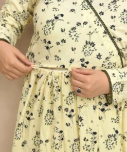 Angrakha Style Nursing and Maternity Frock Zipper