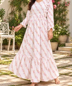 Floral Grace Ruffle Nursing Frock full
