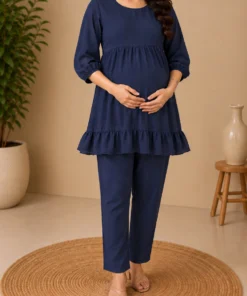 Midnight Blue Nursing Frock Front Full