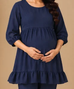 Midnight Blue Nursing Frock front closeup